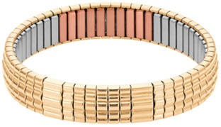 Flexibele goudkleurige Energetix armband met modern lijnenspel, model 8451-1, unisex polssieraad met koper.